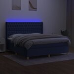 vidaXL Sommier à lattes de lit matelas et LED Bleu 180x200 cm Tissu