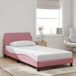 vidaXL Cadre de lit et tête de lit sans matelas rose 100x200cm velours