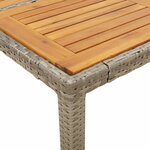 vidaXL Table de jardin et dessus en bois d'acacia gris résine tressée