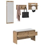 vidaXL Ensemble de meubles d'entrée 4 Pièces Chêne noir Bois d'ingénierie