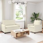 vidaXL Ensemble de Canapés 2 Pièces Crème Tissu