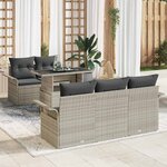 vidaXL Ensemble de canapé de jardin 6 Pièces Gris clair Poly rotin