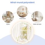 Miroir mural rond à led et fonction anti-buée miroir de courtoisie étanche avec 3 couleurs 58 lumières écran tactile miroir de maquillage argent 20_0008919