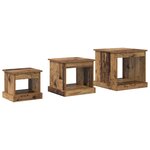 vidaXL Table basse 3 Pièces Bois Ancien Bois d'ingénierie