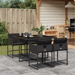 vidaXL Ensemble à manger de jardin coussins 5Pièces Noir Résine tressée