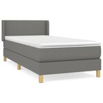 vidaXL Sommier à lattes de lit avec matelas Gris foncé 90x200 cm Tissu