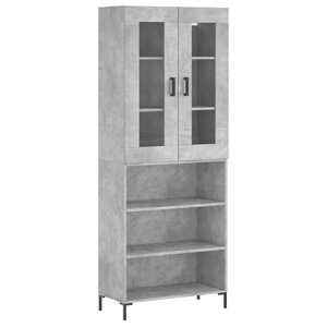vidaXL Buffet haut Gris béton 69 5x34x180 cm Bois d'ingénierie