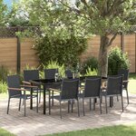 vidaXL Set de salle à manger de jardin 9 pièces en Textilène noir et acier
