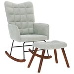 vidaXL Chaise à bascule avec repose-pied gris clair velours