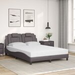 vidaXL Lit Viana avec matelas gris 140x200 cm similicuir