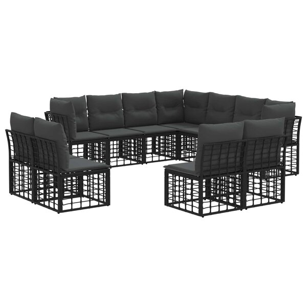 vidaXL Ensemble de canapés d'extérieur Noir Polyester