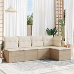 vidaXL Salon de jardin avec coussins 5 Pièces beige résine tressée