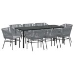 vidaXL Ensemble de salle à manger pour jardin 9 pc Gris
