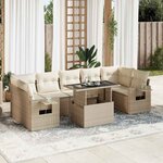 vidaXL Salon de jardin avec coussins 8 Pièces beige résine tressée