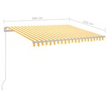vidaXL Auvent manuel rétractable avec LED 3x2 5 m Jaune et blanc