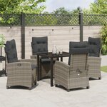 vidaXL Ensemble de jardin de 5 pièces avec coussins Gris Poly Rattan