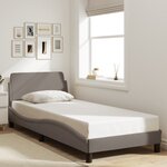 vidaXL Cadre de lit avec tête de lit sans matelas taupe 90x200cm tissu