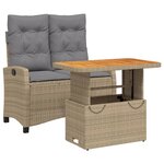 vidaXL Ensemble à manger de jardin et coussins 2 Pièces beige poly rotin