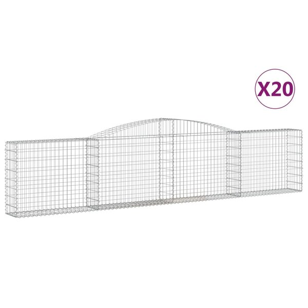 vidaXL Paniers à gabions arqués 20 Pièces 400x30x80/100 cm Fer galvanisé