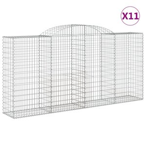 vidaXL Paniers à gabions arqués 11 Pièces 300x50x140/160 cm fer galvanisé