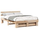 vidaXL Cadre de lit avec tête de lit Marron 140 x 200 cm Pin massif