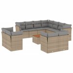 vidaXL Salon de jardin avec coussins 12 Pièces beige résine tressée