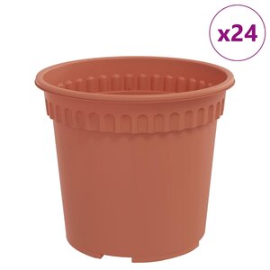 vidaXL Pot à fleurs rond 24 Pièces Rouge brique Ø 15 x 12 cm Plastique