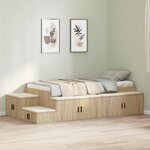 vidaXL Cadre de lit de rangement Chêne Sonoma 100x200 cm