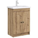 vidaXL Armoire sous évier de salle de bain Chêne artisanal
