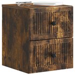 vidaXL Cabinet de chevet mural 2 pièces Chêne fumé 33 x 34 5 x 40 cm