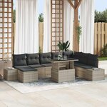 vidaXL Ensemble de canapé de jardin 9 Pièces Gris clair Poly rotin