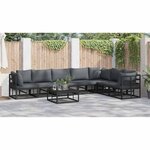vidaXL Ensemble de canapé de jardin avec coussin 7 Pièces Noir Aluminium