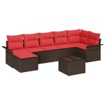 vidaXL Ensemble de canapé de jardin 8 Pièces Marron polyrotin