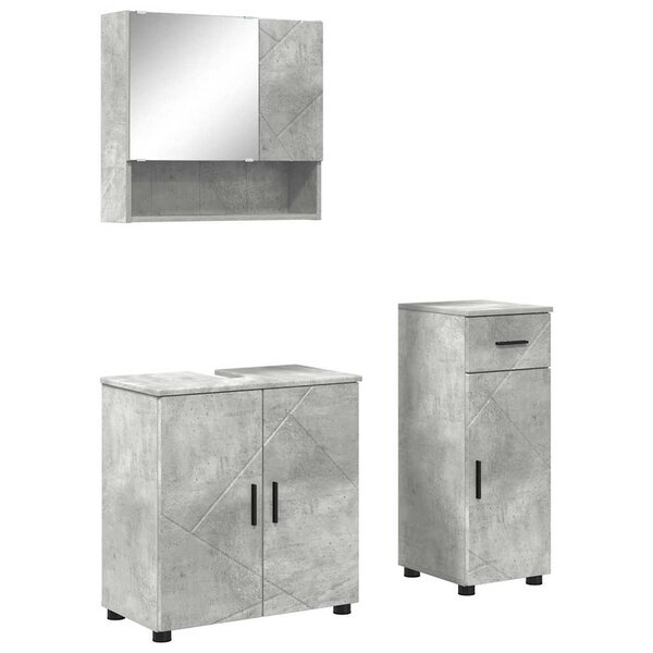 vidaXL Ensemble de mobilier de salle de bain 3 Pièces Gris béton