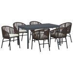 vidaXL Ensemble de salle à manger de jardin de 7 pièces avec coussins en poly rotin marron