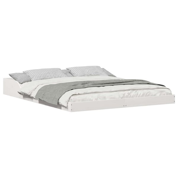 vidaXL Cadre de lit Blanc 140 x 210 cm Pin massif