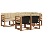 vidaXL Ensemble de canapés d'extérieur 7 Pièces Naturel et Beige