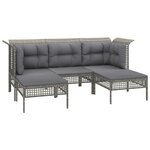 vidaXL Salon de jardin 5 Pièces avec coussins Gris Résine tressée