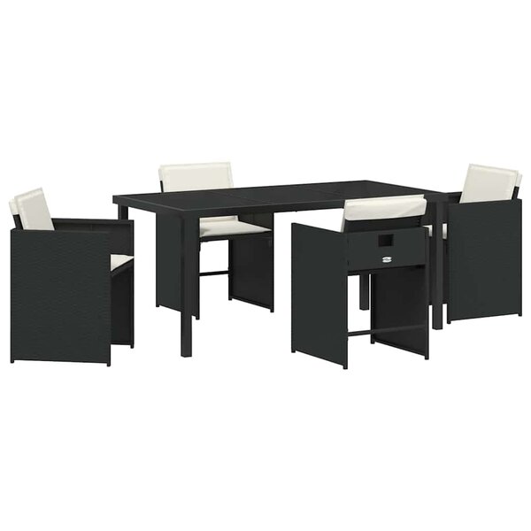 vidaXL Ensemble de salle à manger pour jardin 5 Pièces Noir Poly rotin