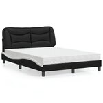 vidaXL Lit avec matelas noir et blanc 120x200 cm similicuir