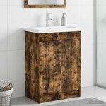 vidaXL Armoire sous évier de salle de bain Chêne fumé