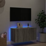 vidaXL Meuble TV mural avec lumières LED sonoma gris 80x35x41 cm
