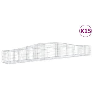 vidaXL Paniers à gabions arqués 15 Pièces 400x50x40/60 cm Fer galvanisé
