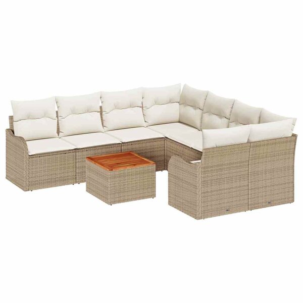 vidaXL Ensemble de canapé de jardin 9 Pièces Beige  blanc