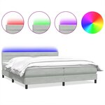 vidaXL Sommier à lattes de lit et matelas et LED gris clair 180x220cm velours