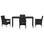 vidaXL Ensemble de salle à manger pour jardin 5 Pièces Noir Poly rotin