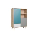 Buffet haut - chêne Sonoma  blanc  gris et bleu - 103 x 40 x 139 cm