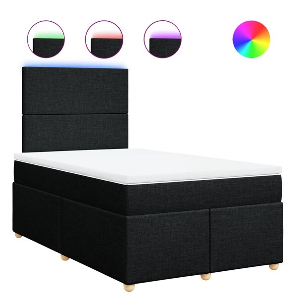 vidaXL Sommier à lattes de lit avec matelas Noir 120x200 cm Tissu