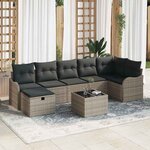 vidaXL Ensemble de canapé de jardin avec coussin 8 Pièces Gris Poly rotin