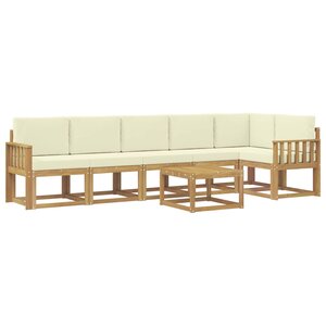 vidaXL Ensemble de canapés d'extérieur 7 pc Blanc et crème Polyester